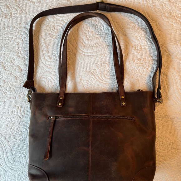 Elegant S-Zone Brown Distressed Leather Tote Bag - Picture 1 of 6